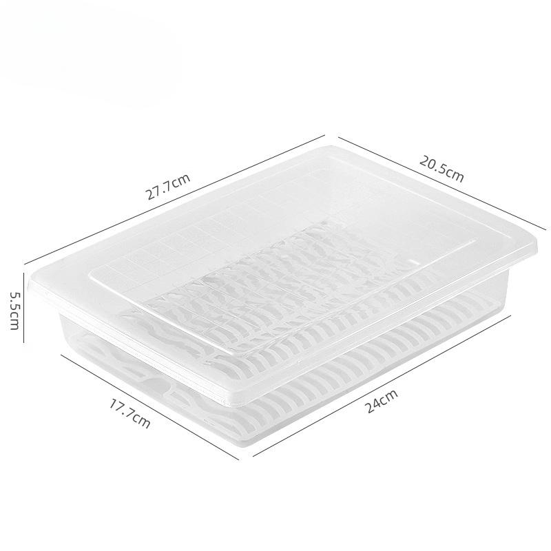 Refrigerator Storage Box Kitchen Food-grade Plastic Water-draining Preservation Box Rectangular Covered Meat Storage Box