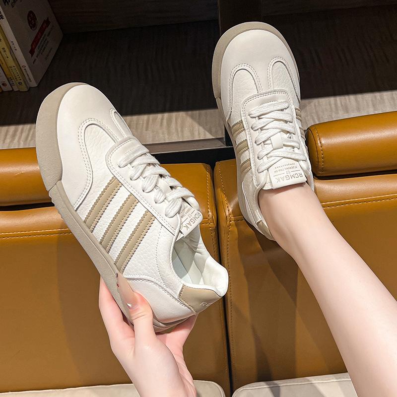 Large Size Women's Shoes 41-43 Fat Feet German Training Shoes Women's Autumn Versatile Flat White Shoes Student Running Sports Shoes Women