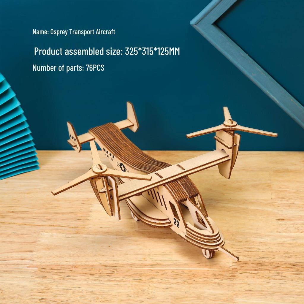 3D Wooden Fighter Bomber & Warship Puzzle Toy for Kids
