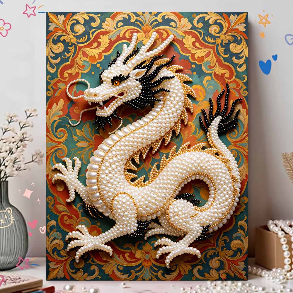 Handmade Exquisite Chinese Dragon Pearl DIY Painting Creative Interior Wall Art Fine Gift For Household Home Space Beautification Elegant Decor