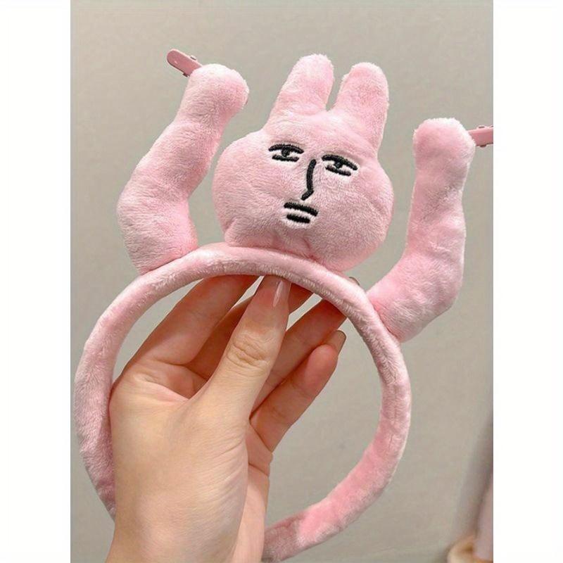 1pc Pink Rabbit Ear Funny Clips, Bangs Washing Face Headband, Cute Holiday Photo Props, Spring/Summer New Arrival, Suitable For Photo Shooting