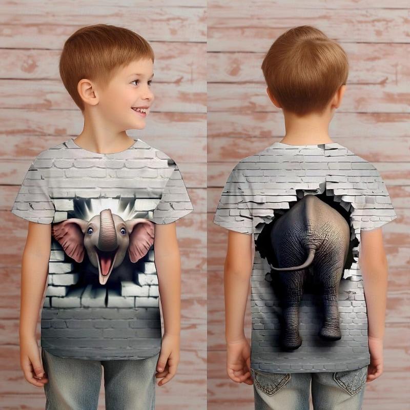 Boys' 3D Graphicl T Shirt Tee Short Sleeve 3D Print Sports Fashion Streetwear Kids 4-12 Years Crew Neck Casual