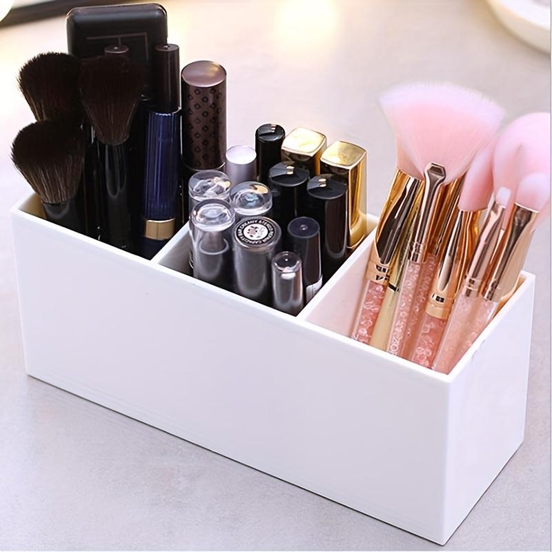 Desktop Makeup Brush Holder 3 Grids Cosmetics Storage Rack Eyebrow Pencil Makeup Brushes Organizer Holder Brush Pot