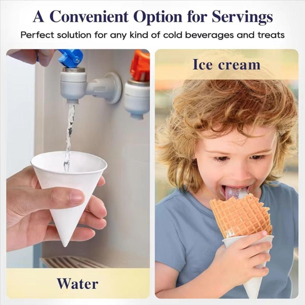 250Pcs Leakproof Disposable Paper Cups 3.7 OZ Cone Party Tableware White Paper Cone Cups  Picnic