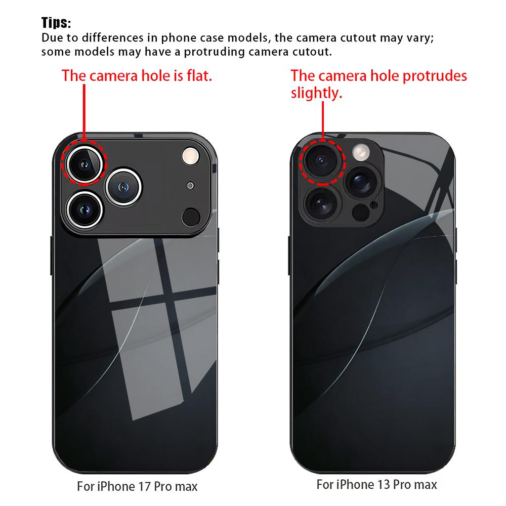 Black textured tempered glass phone case suitable for iPhone 17, 16, 15, 14, 13, 12, 11 Pro/Max/Plus shockproof and anti drop