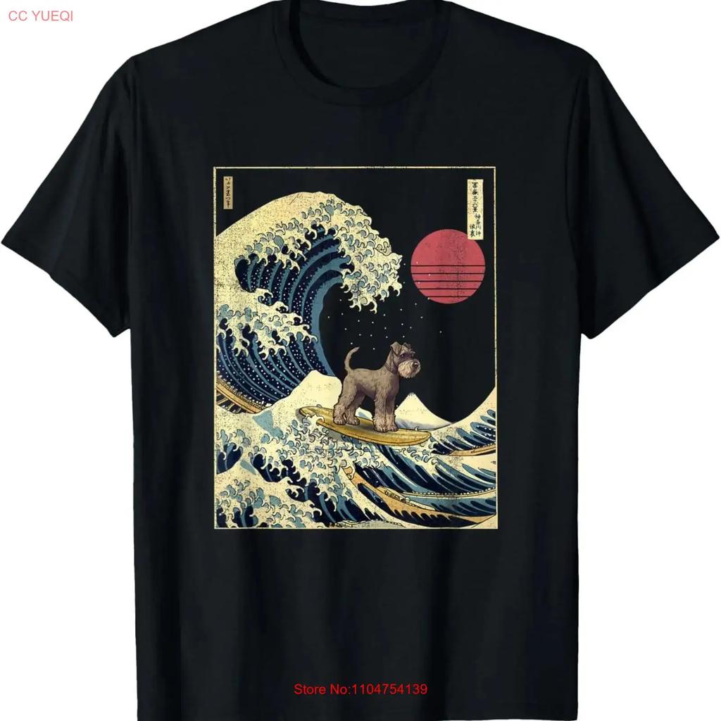 Standard Schnauzer Japanese Kanagawa Wave Funny Surf Dog T Shirt Vintage Washed Fashion Comfortable Stretched
