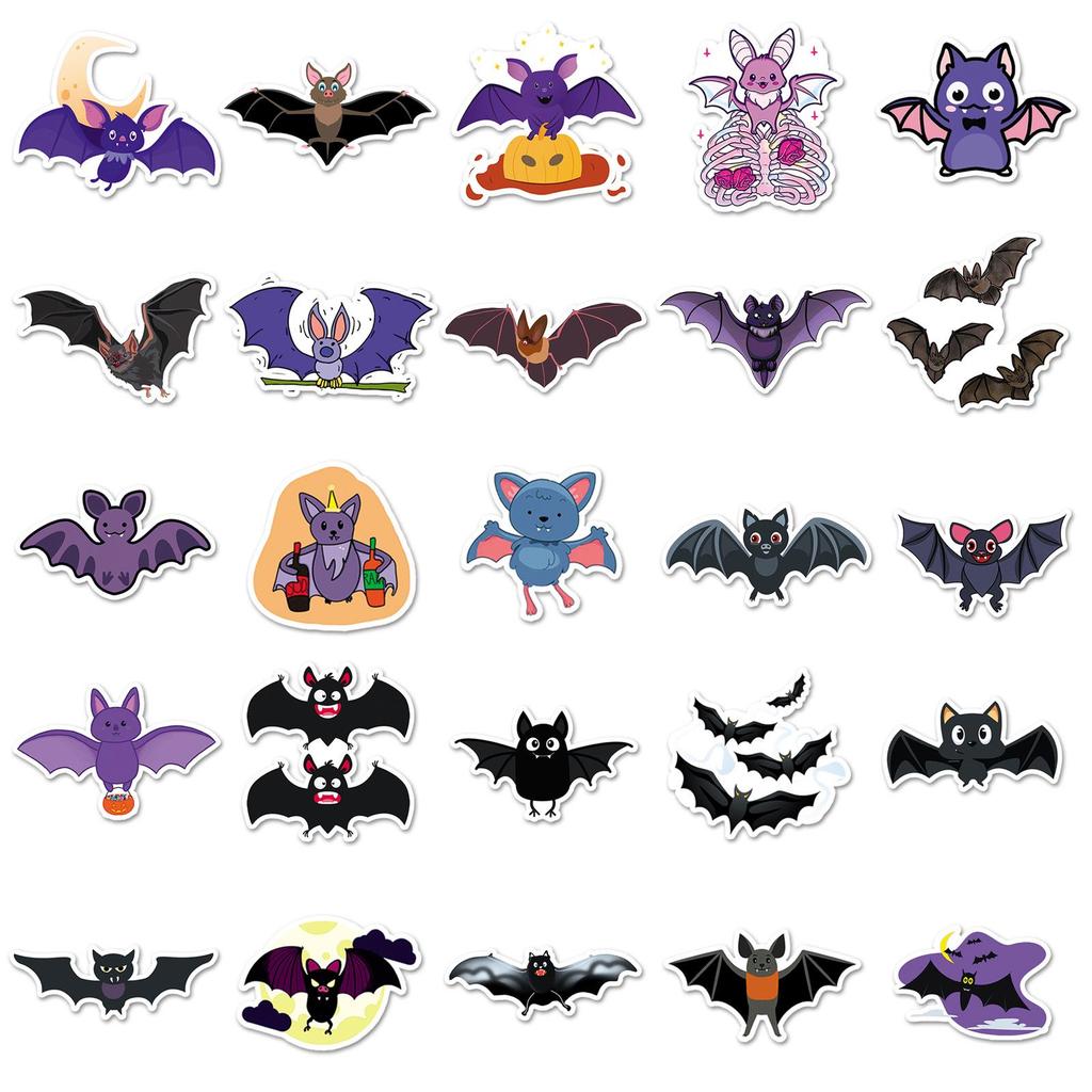 50pcs Cute Bat Stickers: Nocturnal Creatures Graffiti for Journals & Tablets