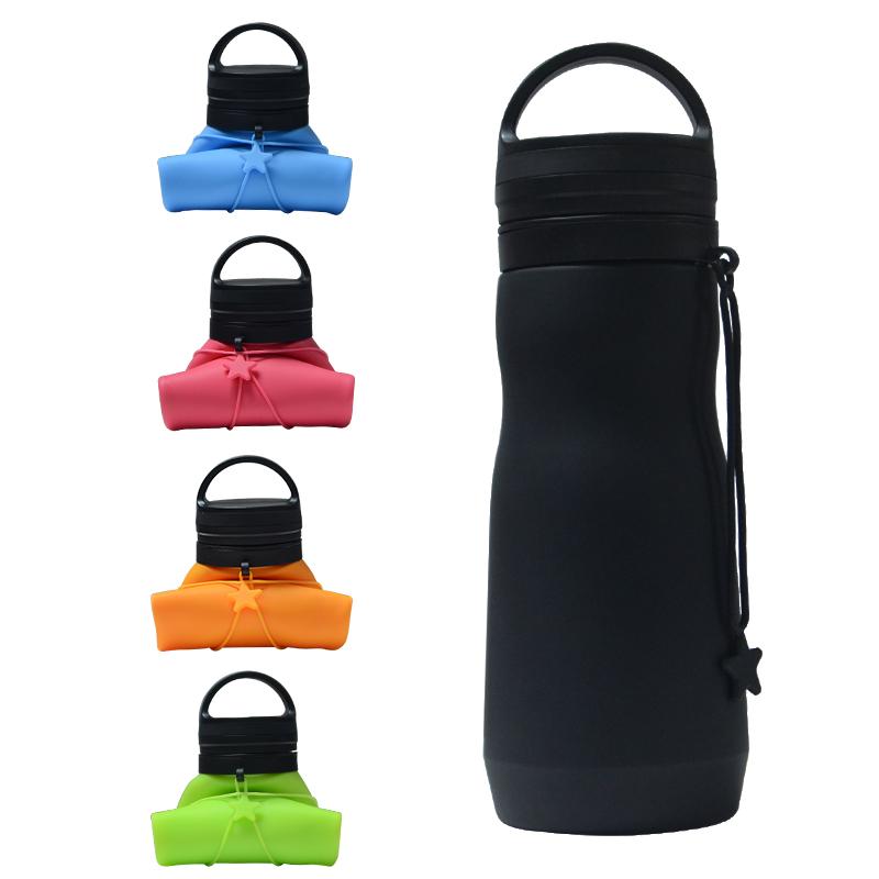 750ML Collapsible Water Bottle, Reuseable BPA Free Silicone Foldable Bottles Portable Hiking Cup For Outdoor Mountaineering Tour