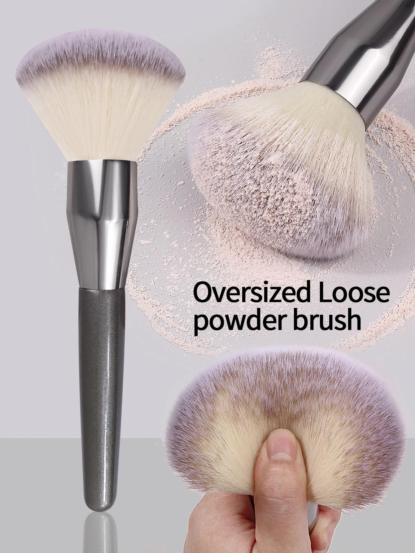 1pcs ultra large loose powder brush, high-end multifunctional setting brush for facial makeup, soft makeup brush tool светло-серый