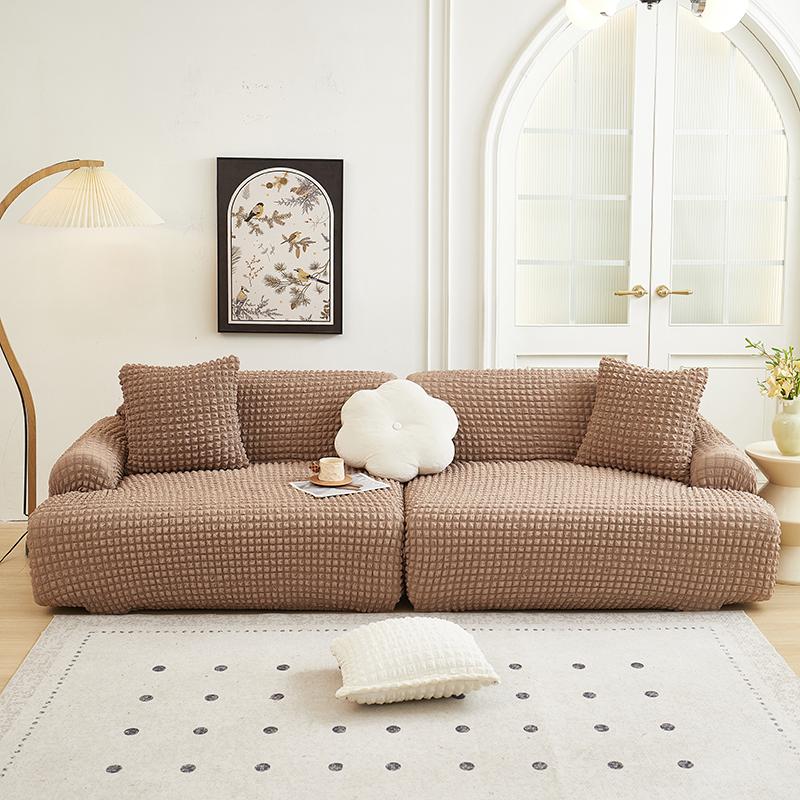 Bubble popcorn series solid color simple straight row elastic sofa cover single piece single/double/three/four people