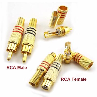 1pair RCA Connector Plug Male Female Adapter Screws Solder In-Line Jack Adapter Gold Plated Solder Type