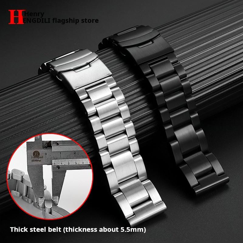 Cinturino Piatto in Acciaio Inossidabile 24 26mm Metallo Solido per Orologio Uomo Panerai PAM441 PAM111 Catena Cinturino Argento nero Accessori Uomo