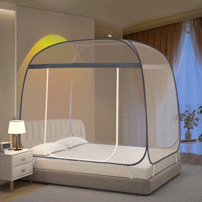 Mongolian Yurt Mosquito Net Tent - Foldable, Free Installation, Mosquito-Proof for Dormitory Bunk Bed with Three Doors