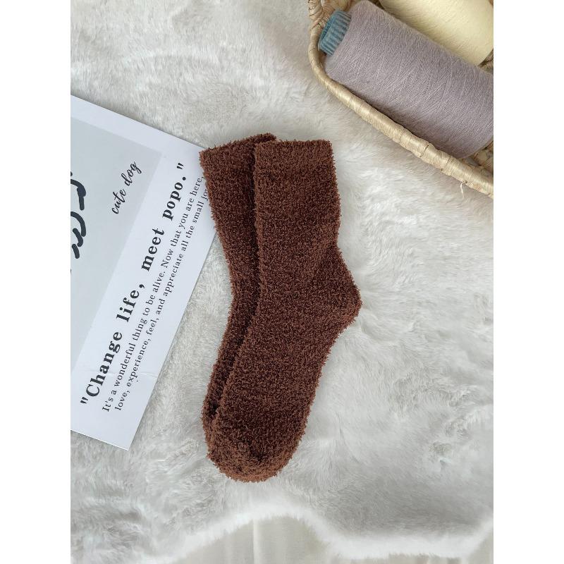 Nicht fusselnde Korallenfleece-Socken, Damen Einfarbige Haussocken, Halbfleece-Socken, Schlafsocken, Warme Fleece-Socken, Fleece-Bodensocken