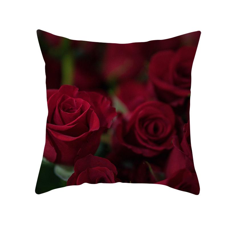 Black Rose Peach Skin Pillow Cover Car Pillow Cover Sofa Cushion Cover for Home Use