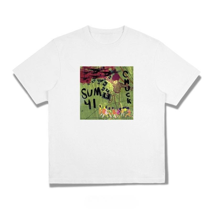 Sum 41 Rockalbum Cover T-Shirt mit kurzen Ärmeln aus reiner Baumwolle im einzigartigen Stil