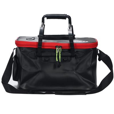 Balde de Pesca Dobrável com Tampa para Pesca Armazenamento Externo Tralha, (Preto, 40cm)