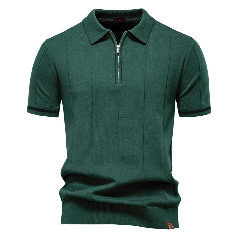 TrendHub Men's Solid Color Sport Zipper Polo Shirt Athletic Social Polo Shirts for Men Office Slim Fit Polo