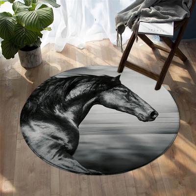 3D Laufende Pferde Tierischer Runder Teppich Bodenmatte Luxuriöser Galoppierender Wildpferd Teppich Rutschfeste Matten Spielzimmer Schlafzimmer Dekoration