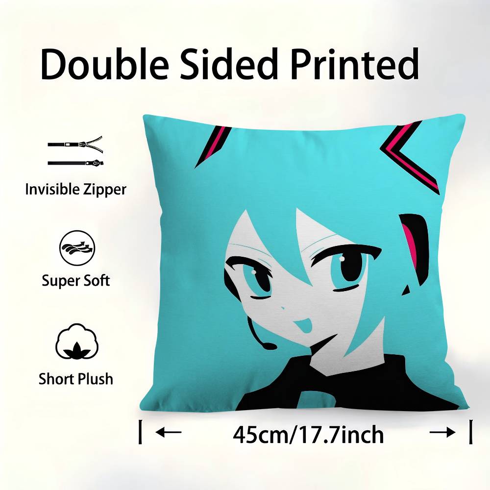 Anime Hatsune Miku Personalized Pillow Cover Kids Bedroom Wild Party Decor Pillowcase Kid Birthday Shower Gift
