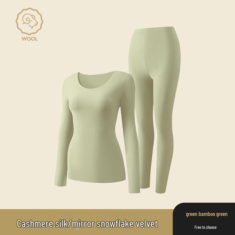 Ropa interior térmica de cachemira y seda alemana: Conjunto Unisex sin Costuras de Cuello Redondo para Otoño e Invierno