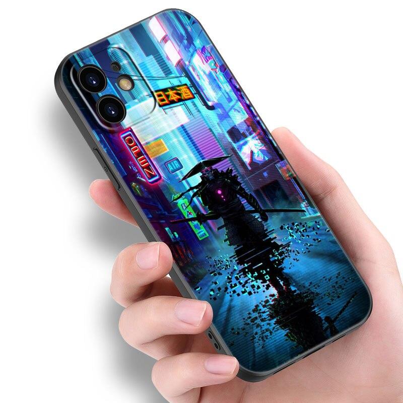 Japanese Samurai Phone Case For Apple iPhone 14 13 12 Mini 11 Pro Max 7 8 XR X XS 7 8 Plus SE 2020 2022 Black Soft Cover