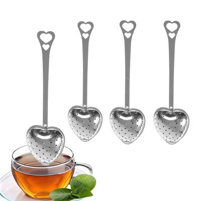 4 STÜCKE Edelstahl Herzform Tee-Ei Langen Griff Filter Teefilter für Losen Tee