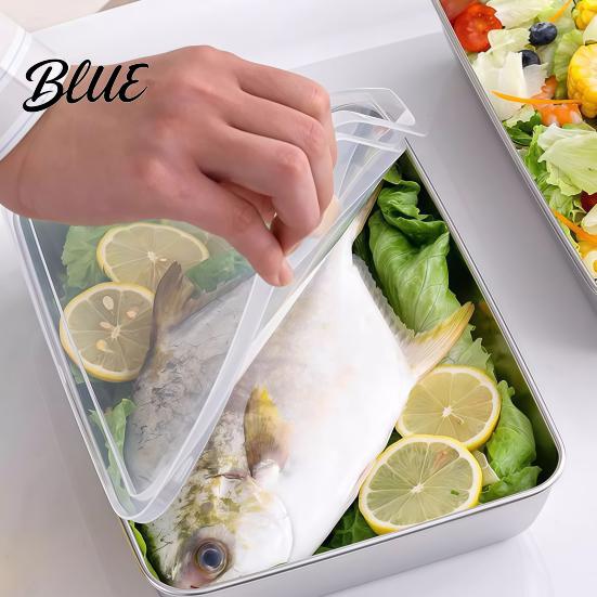 Dishwasher Safe Food Box with Stainless Casserole Steel Dispenser Rectangular Pan Multipurpose Arc-shaped Handle Portable Picnic Large Capacity