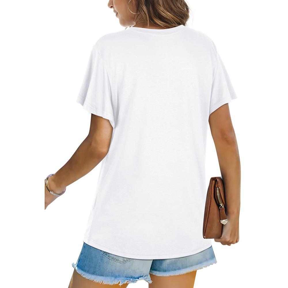 European & American Women's Solid Color Twist Short Sleeve Round Neck T-Shirt