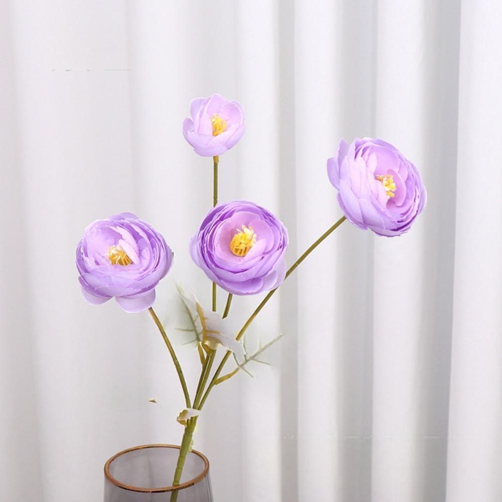 4 Heads Artificial Lotus Rose & Tea Rose Fake Flowers Wedding Floral Material Party Decoration Bridal Bouquet Photo Props Faux