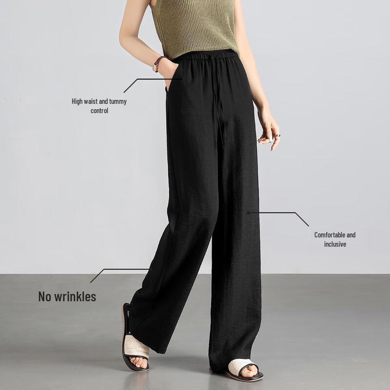 HSTYLE Linen Blend Wide-Leg Casual Pants for Women
