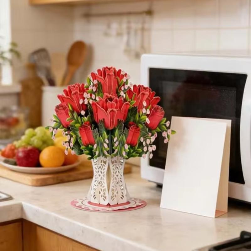 3D Pop-Up Flower Greeting Card Multi-Style for Mother's Day Birthday Wedding Valentine's Day Anniversaries Perfect Gifts