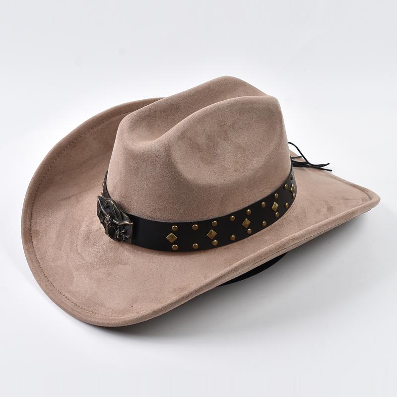 Suede Western Cowboy Hats Vintage Big-edge Gentleman Cowgirl Jazz Hat Holidays Party Cosplay Hat Sombrero Caps