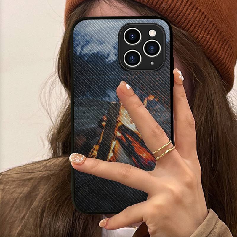 Camping Nature Mountain Phone Case Hard Leather Case for iPhone 11 12 13 Mini Pro Max 8 7 Plus SE 2020 X XR XS Coque