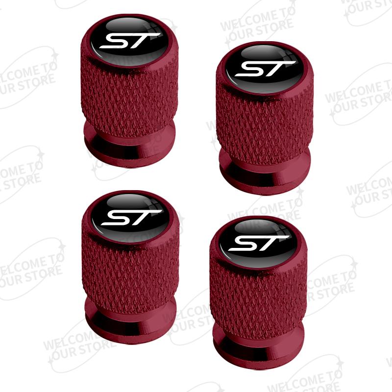 Aluminum For ST Logo Ford Focus Fiesta Mondeo Ecosport Puma Bronco C-MAX Hybrid 4pcs Car Decor Wheel Tire Valve Caps Stem Cover
