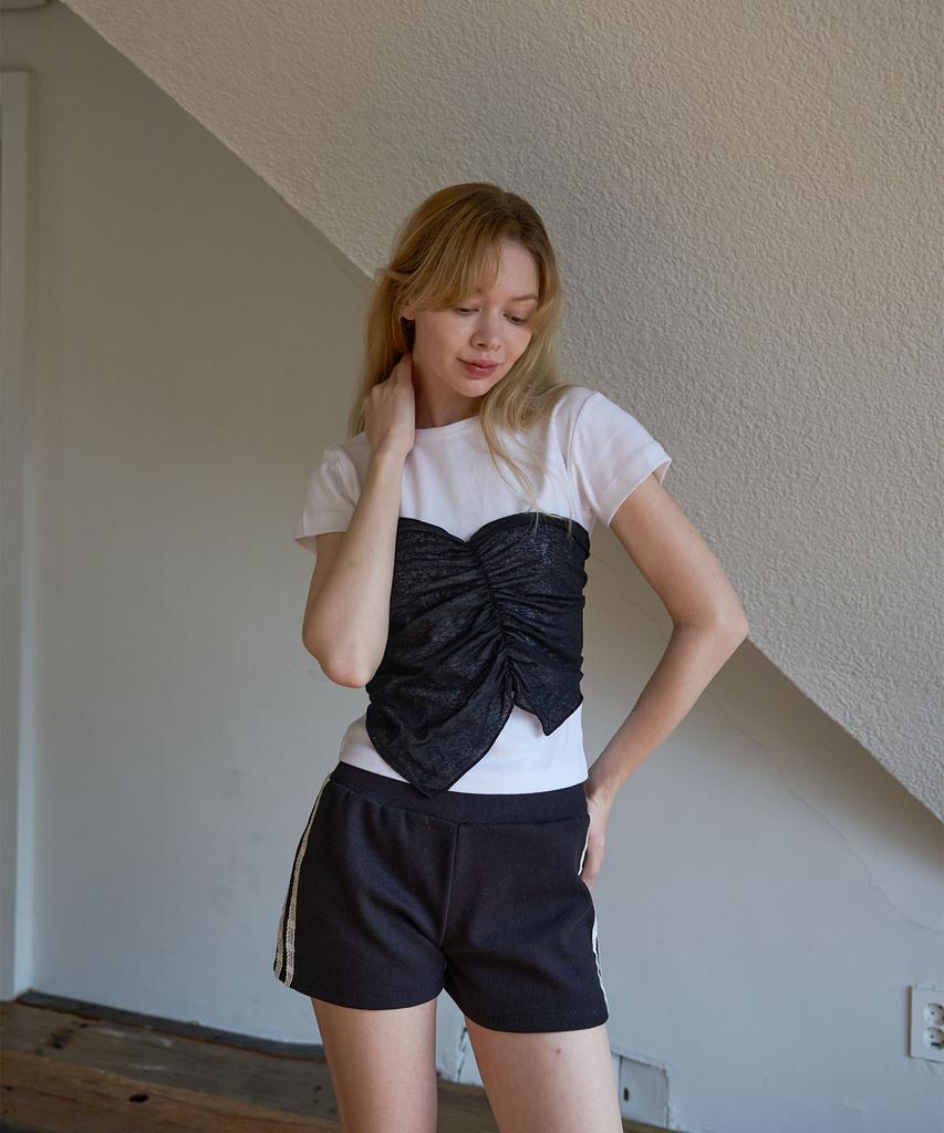 5OML Bustier Layered T-Shirt White