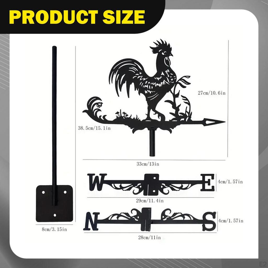 Weathervane Iron Weather Vane Art Wind Direction Indicator Vain Vein for Fence