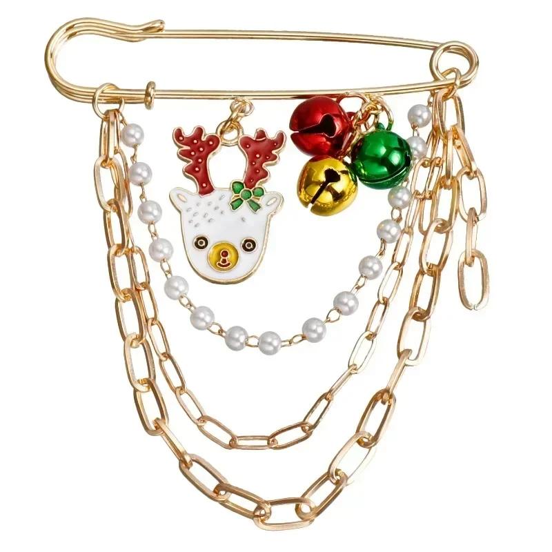 Fashion Lovely Enamel Christmas Santa Claus Snowman Pendants Brooch Badge Xmas Laple Pin New Year Party Jewelry Gifts