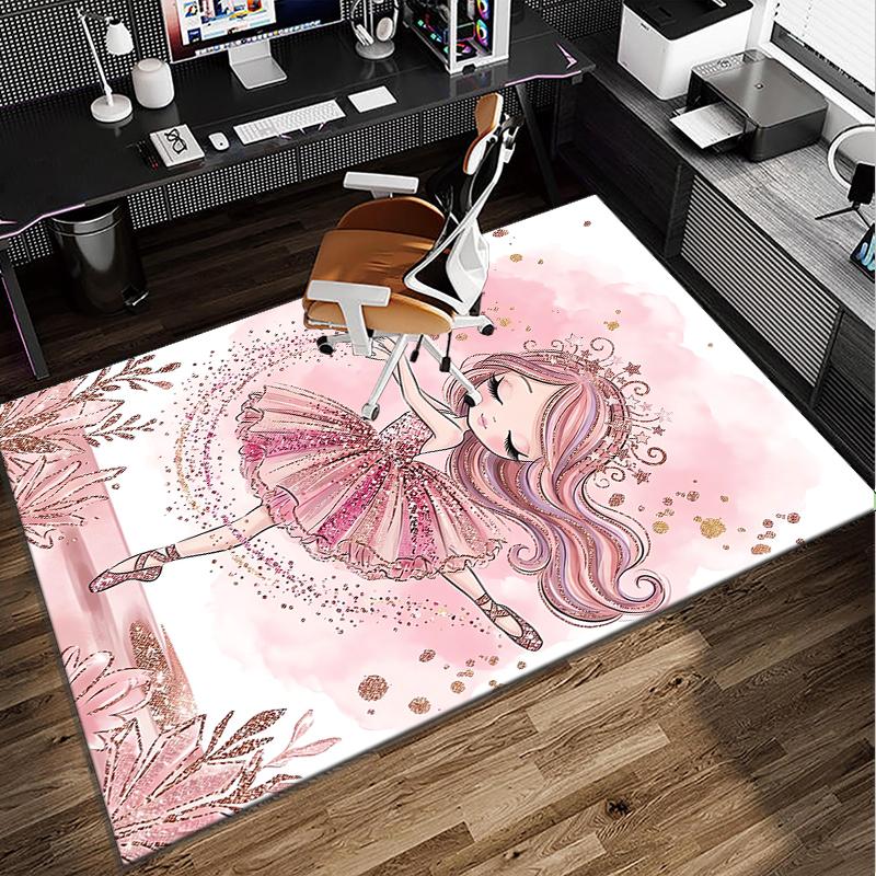 Dancing Ballerina In Pink Office Rug Chair Mat, Entryway Carpet, Suitable for Front Door, Bedroom, Living Room, Desk, Holiday Gift
