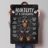 Anatomy of a Dachshund Funny Printed Poster Customized Wall Art Retro Vintage Metal Tin Signs for Room Home Decor Items House