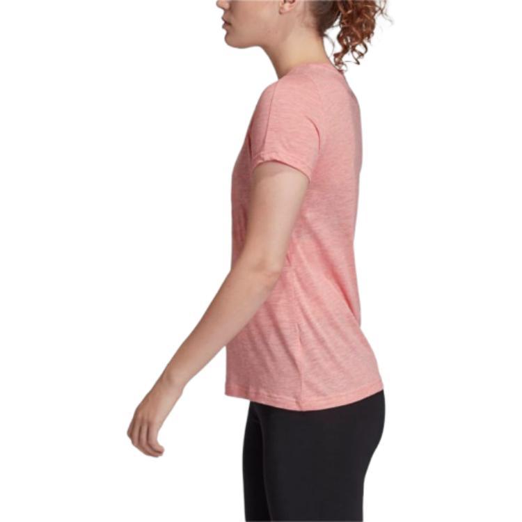 Adidas Comfortable Versatile Round Neck Short Sleeve T-Shirt Women Tops Pink FL4196