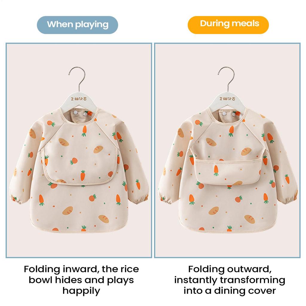 Barnmatningssmocka Bib Vattentät Långärmad Förkläde Risficka Matningsblus Småbarnsbhaklappar Helärmad Småbarnsätarskjorta