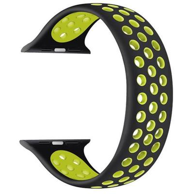 Armband Apple Watch - MY-MONTRE - Größe S - Zweifarbig gelb/schwarz - Kompatibel 42/44/45/49mm - Strapazierfähiges Silikon