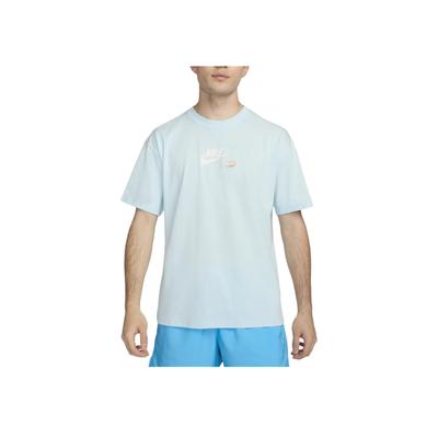 Max90 Letter Logo Crew Neck Casual Pullover Short Sleeve T-Shirt Men Tops Glacier-Blue FV4048-474