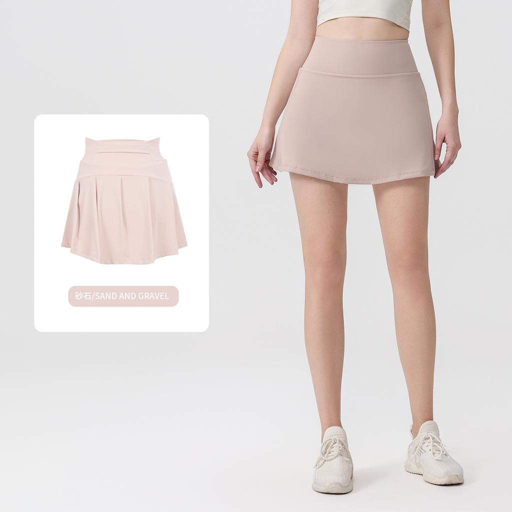 () Sports Tennis Skirt Women'S Anti-Light Fitness Skirt Fake Two-Piece Yoga Quick-Drying Pleated Skirt Shorts