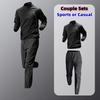 Spring Breathable Quick Drying Stand Neck Half Zipper Sports Training Set Men Solid Pullover Long Sleeved Top Casual Pants
