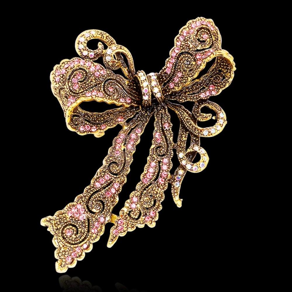 Luxury Rhinestone Bow Brooch Exquisite Bowknot Pin Fashion Corsage Decoration  Gift Giving