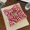 Women's Scrunchies Sweet Style Red Checkered Heart Shaped Hair Band Sweet Lace Hair Hair Tie Square Scarf Hair Tie Leather Band