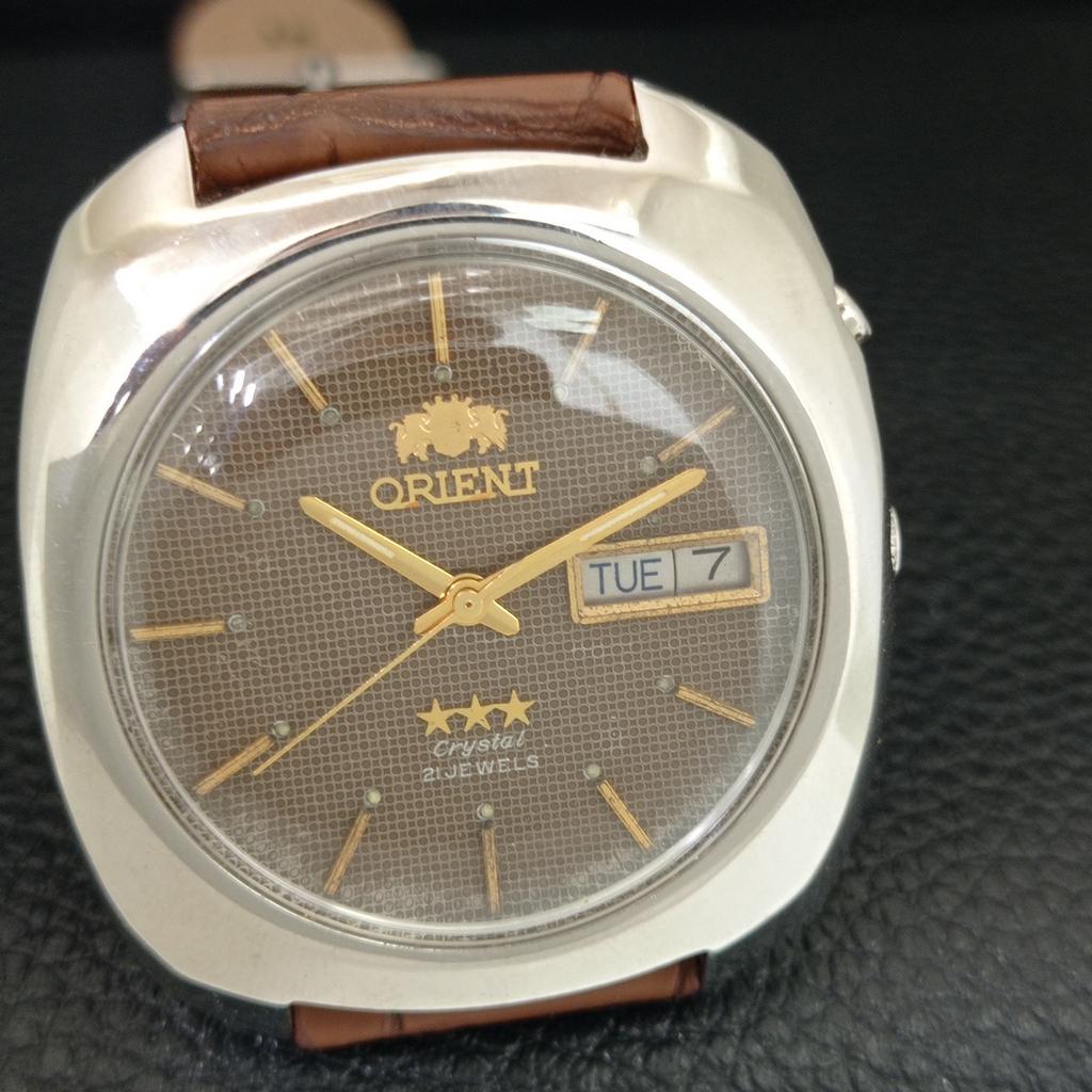 AUTOMATIC 46941 VINTAGE ORIENT CRYSTAL JAPAN MENS ORIGINAL DIAL WATCH a704909-1