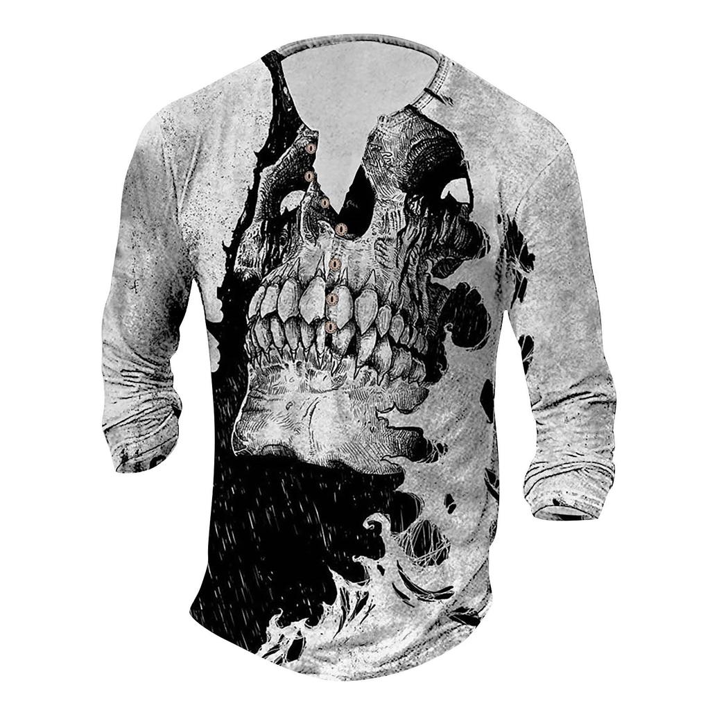 Men's Long Sleeve Graphic Printed Fashion T-Shirt Spring  Long Sleeve Printed Pullover